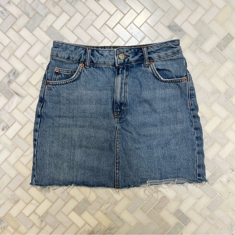 Topshop Women’s Blue Denim/Jean Mini Skirt